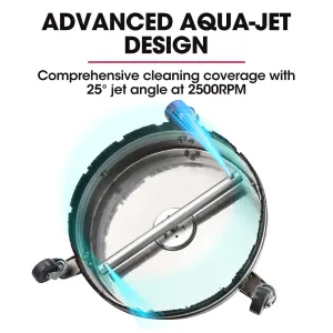 Jet-USA 15″ Stainless Steel Pressure Washer Surface Cleaner, 1/4″ Fitting, For Concrete Driveway Patio Floor
