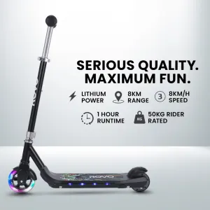 ROVO KIDS WhizKid Electric Scooter, Ages 5-11, Adjustable Height, AU Compliant, Lithium Battery, Brushless Motor, Black