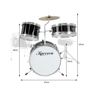 Karrera Children’s 4pc Drum Kit – Black