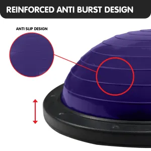 Powertrain 58cm Half Yoga Ball Balance Trainer Anti-Slip Stability Dome for Home Gym Core Fitness Workout Purple