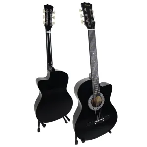 Karrera 38in Pro Cutaway Acoustic Guitar with Carry Bag – Black