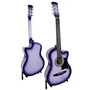 Karrera 38in Pro Cutaway Acoustic Guitar with guitar bag – Purple Burst