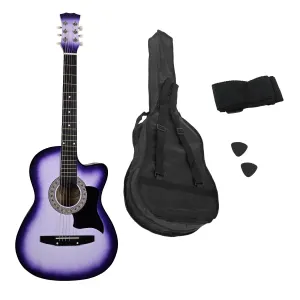 Karrera 38in Cutaway Acoustic Guitar with guitar bag – Purple Burst