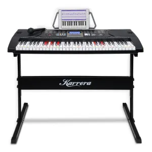 Karrera 61 Key Electronic Keyboard Digital Piano with Stand & Sheet Music Holder Portable Beginner Piano Black