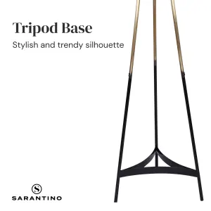 Sarantino Modern Tripod Floor Lamp Gold Black Gradient Standing Light with Linen Drum Shade for Living Room Office