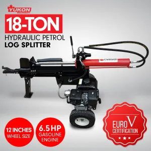 Yukon 18 Tonne Petrol Log Splitter Wood Cutter Hydraulic Ram Wood Cutter Firewood Chopper Axe Wedge