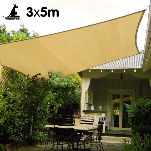 Wallaroo Rectangular Shade Sail: 3m x 5m – Sand