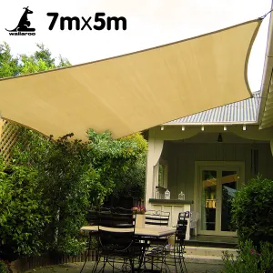 Wallaroo Rectangular Shade Sail 7m x 5m – Sand