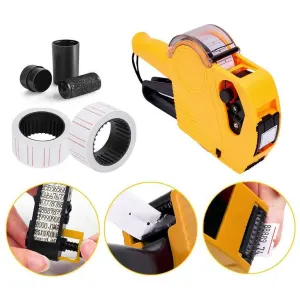 Price Tag Gun Labeller Pricing with 2 Rolls Labels and Inks Roller Machine Kit Red