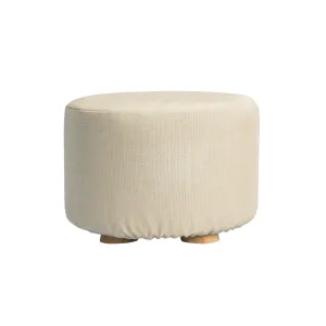 Fabric Ottoman Round Wooden Leg Foot Stool