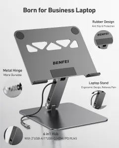 BENFEI 398GY TYPE-C 6-in-1 HDMI+USB-C(10G)+RJ45+2xUSB-A(10G)+PD