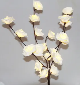 1 Set of 50cm H 20 LED Rose Tree Branch Stem Fairy Light Wedding Event Party Function Table Vase Centrepiece Decoration – White