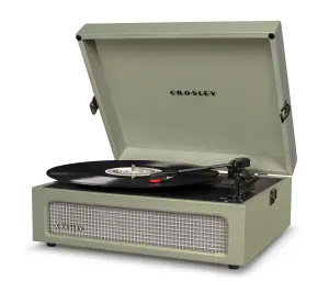 Crosley Voyager Sage – Bluetooth Portable Turntable  & Record Storage Crate