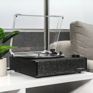 Victrola Eastwood II Turntable – Black + Gadhouse Vinyl Rack Bundle – Black