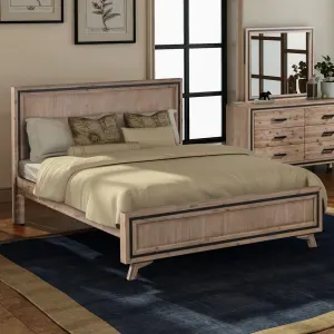 King Size Silver Brush Bed Frame in Acacia Wood Construction