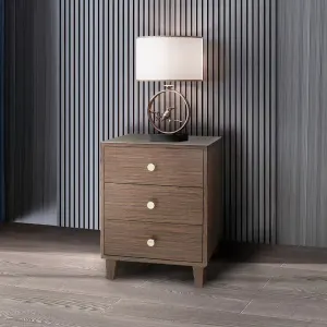 Bedside Table MDF 3 Drawers Side Table Night Stand Storage in Brown Colour