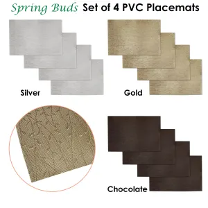 Choice Set of 4 PVC Table Placemats Spring Buds Chocolate