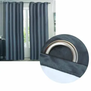 Emporio Hudson Pair of Coated Back Blockout Eyelet Curtains 137 x 213cm each – Charcoal