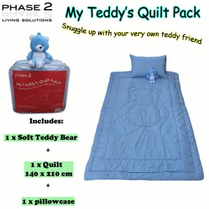 Phase 2 My Teddy’s Quilt / Comforter Set with Toy Blue Single