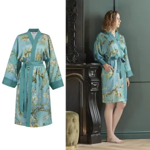 Bedding House Van Gogh Almond Blossom Blue Kimono Bath Robe – Large/Extra Large