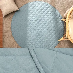 Little Gem Round Linen Cotton Baby Play Mat 130cm Diameter