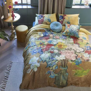 Bedding House Van Gogh Bouquet d’Anniversaire Gold Cotton Sateen Quilt Cover Set – King