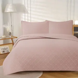 Jane Barrington Morris Blush Ultrasonic Embossed Lightly Quilted Reversible Coverlet Set – Queen