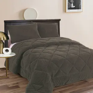Ramesses Teddy Fleece 3 Pcs Comforter Set Charcoal – King