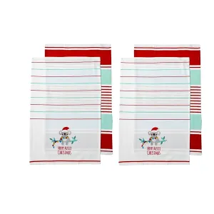 Christmas Set of 4 Cotton Kitchen Towels