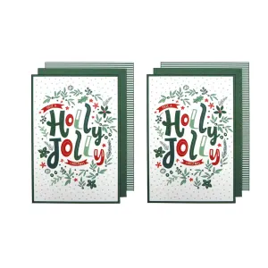 Ladelle Joyful Jolly Christmas Set of 6 Cotton Kitchen Towels – Green