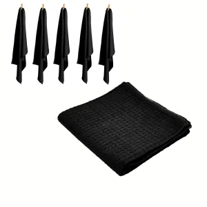 Rans Set of 6 Cotton Waffle Tea Towels 50×70 cm – Black