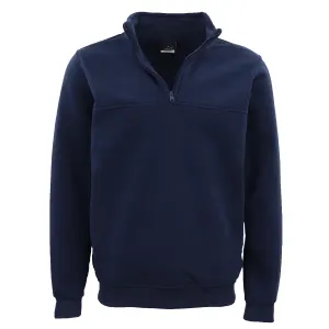 New Men’s Unisex Adult Half-Zip Fleece Jumper Pullover Stand Collar Jacket Shirt – Navy, XL