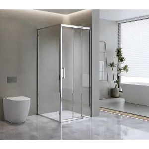 40mm Adjustable Contemporary Corner Sliding Chrome Shower Screen 90x92cm