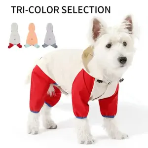 Waterproof Dog Raincoat with Hidden Leash Hole – Windproof and Comfortable for Outdoor Walks, Size:XL (Back Length 35cm/13.77in, Bra 49cm/19.29in) White