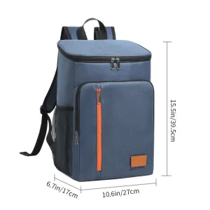 Insulated Cooler Backpack- Stylish Portable Fresh-keeping Picnic Outdoor Backpack and Travel Bag 18L – Navy Blue
