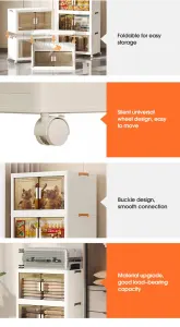 Stackable Storage Boxes with Transparent Doors – Modular Organizer for Home & Pantry 55*32*94cm (3 layer )