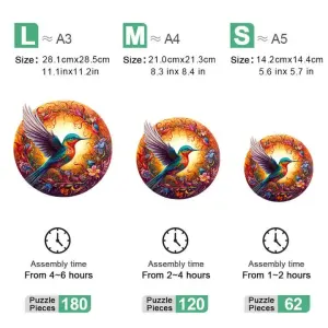 Fantasy Bird Wooden Puzzle – Intricate Nature-Themed Circular Puzzle(M-paper box-H187)