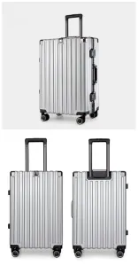Aluminum Alloy Hard-Shell Suitcase with TSA Lock -22″ Spinner Luggage in Silver
