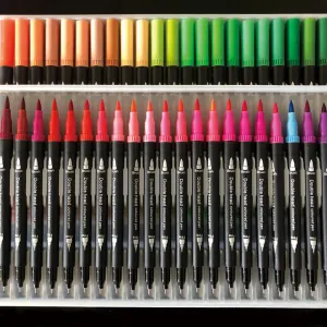 100-Color Dual-Head Brush and Fine Tip Marker Set – Vibrant Colors for Art and Craft Projects