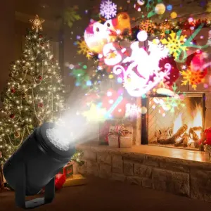 Indoor Snowstorm Projector Light – 16 Pattern Rotating LED Christmas Projection Lamp for Festive Decor