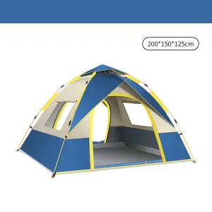 2 Person Lightweight Camping Tent (200*150*125cm) | UV Protection Silver Coated, Dual Doors & Windows – Blue