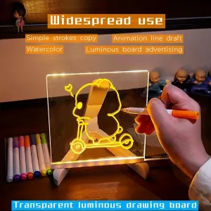 20*20 cm DIY Erasable Children’s Drawing Board – LED Light Blackboard with Stand for Writing and Doodling