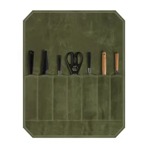 Durable Waxed Canvas Knife Roll Bag - Portable Chef Tool Organizer