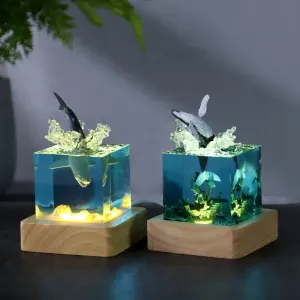 Megalodon Shark Handcrafted Ocean Resin Whale Night Light – Unique Home Decor Table Lamp