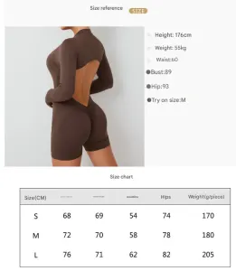 S Purple Backless Scrunch Butt Workout Jumpsuit – Long-Sleeve Open-Back Yoga Romper
