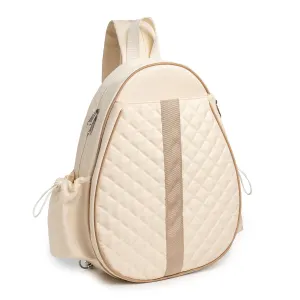 Beige Lightweight Waterproof Tennis Racket Backpack – Multifunction Sling and Backpack for Men and Women(The water cup racket is a shooting prop and is not included)