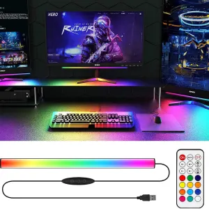2 Pcs RGB LED Gaming Light Bar – Dual Color Temperature & Adjustable RGB Effects, USB-Powered Backlight for Monitors, Remote & Button Control, 30cm Lightweight Design