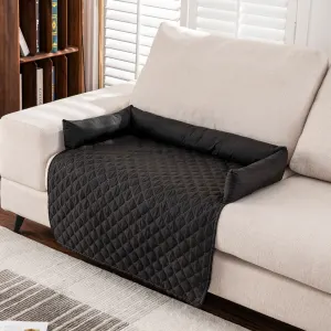90*90CM Waterproof & Scratch-Resistant Pet Sofa Protector Mat with Pillow | Cat & Dog Bed, Washable, All-Season – Black