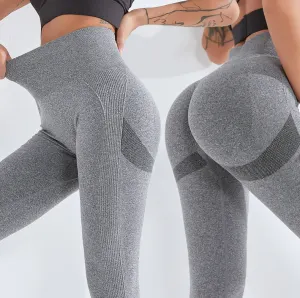 Black Size S High-Waisted Butt-Lifting Seamless Yoga Leggings for Women – Knitted Fitness Pants