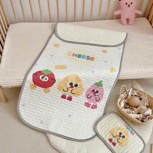 Cheese Pattern 2 Piece Set Kids Cooling Pad Set – 60x120cm Cartoon Latex Mattress Protector,  Pillow